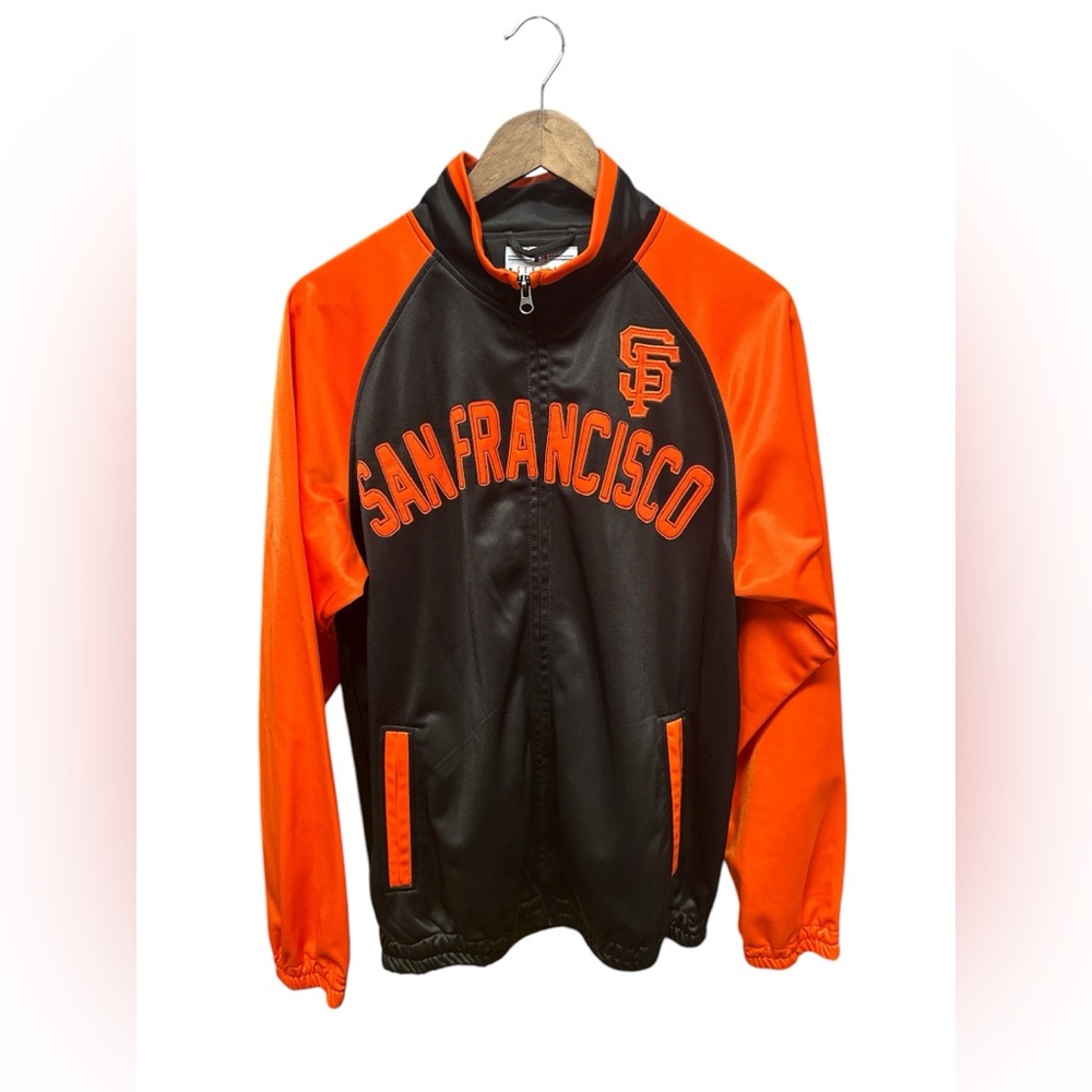 SF Giants Jacket Full Zip MLB Genuine Merchandise Men’s Small G-III Black Orange